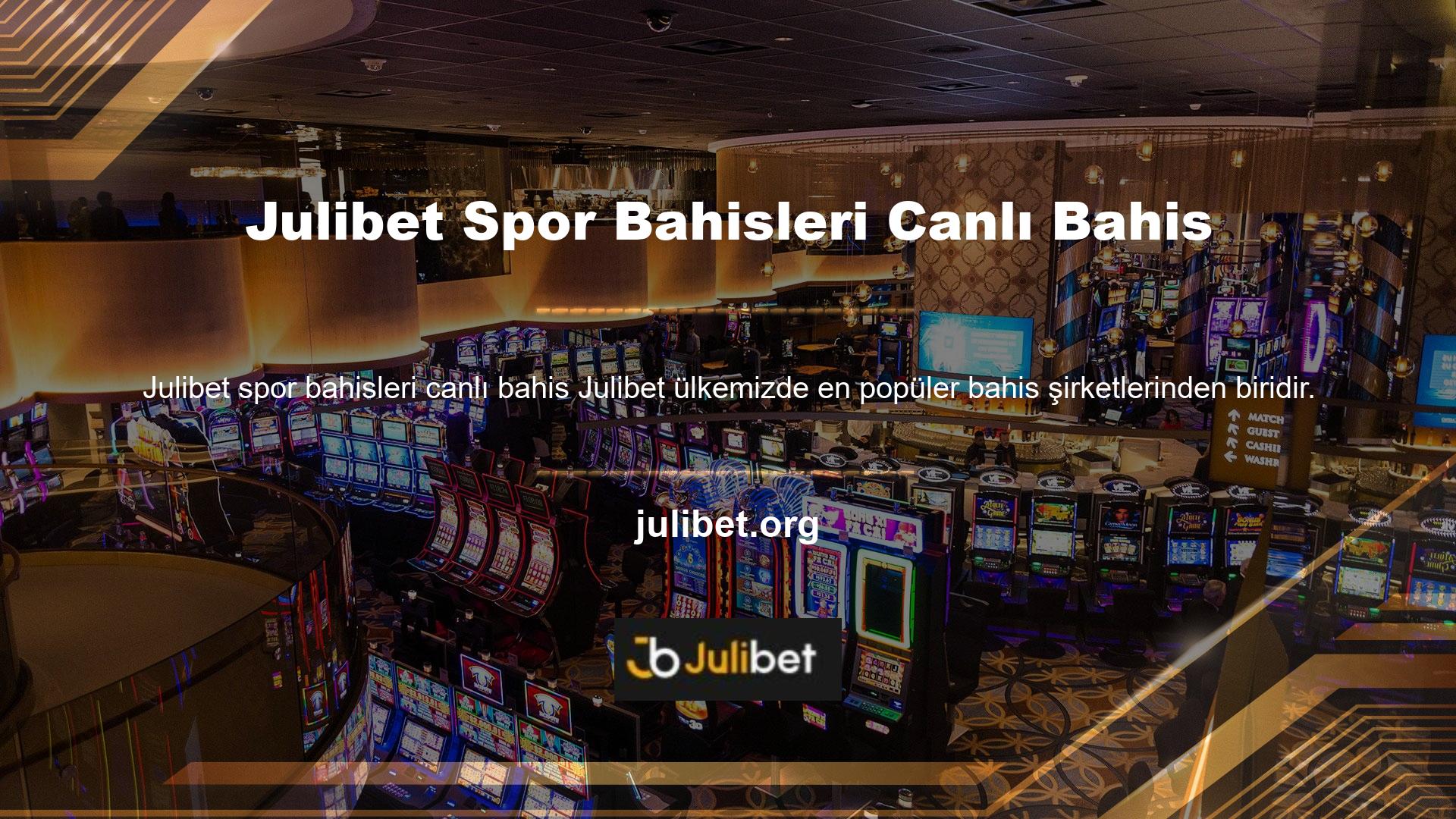 Julibet spor bahisleri canlı bahis, casino, klasik spor bahisleri ve daha birçok oyunu sunmaktadır
